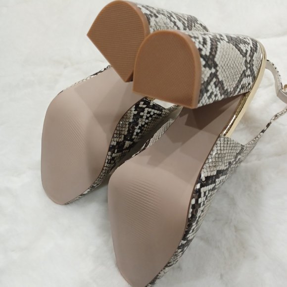 Aalia Natural Snakeskin Block Heel Slingback Pump Size 8.5 - Picture 7 of 13
